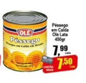 Higa's Supermercado Pessego em Calda Ole Lata 450g oferta