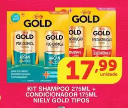 Roldão Kit shampoo + condicionador niely gold tipos oferta