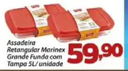 Assadeira Retangular Marinex Grande Funda com Tampa /unidade