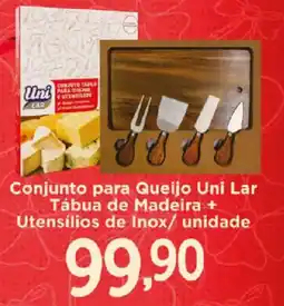 Confiança Supermercados Conjunto para Queijo Uni Lar Tábua de Madeira + Utensílios de Inox/ unidade oferta