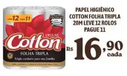 Bahamas Supermercados Papel higiênico cotton folha tripla 20m leve 12 rolos pague 11 oferta
