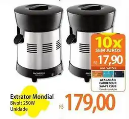 Atacadão Extrator Mondial Bivolt 250W Unidade oferta