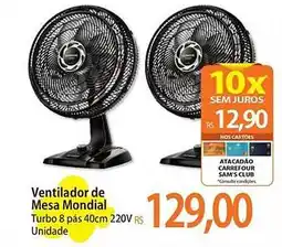 Atacadão Ventilador de Mesa Mondial oferta