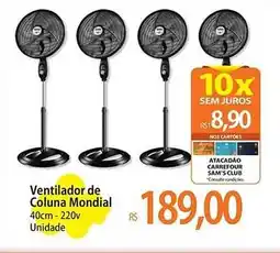 Atacadão Ventilador de Coluna Mondial oferta