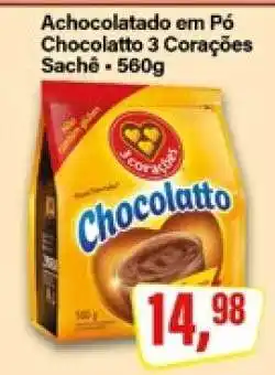 Rede Supermarket Achocolatado em Pó Chocolatto 3 Corações Sachê - 560g oferta