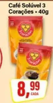 Rede Supermarket Café Solúvel 3 Corações - 40g oferta