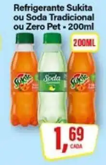 Rede Supermarket Refrigerante Sukita ou Soda Tradicional ou Zero Pet - 200ml oferta