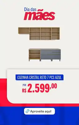 Cozinha cristal reto 7 pcs azul