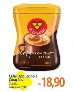 Atacadão Café Cappuccino 3 Corações Classic Pote com oferta