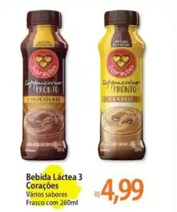 Atacadão Bebida Láctea 3 Corações Vários sabores Frasco oferta