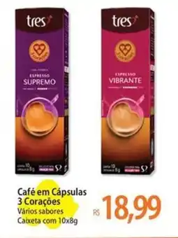Atacadão Café em Cápsulas 3 Corações Vários sabores Caixeta com oferta