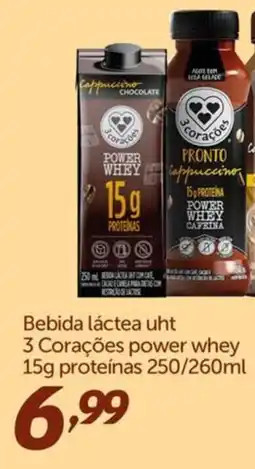 Cometa Supermercados Bebida láctea uht 3 Corações power whey 15g proteínas oferta
