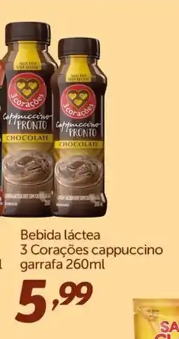Cometa Supermercados Bebida láctea 3 Corações cappuccino garrafa oferta
