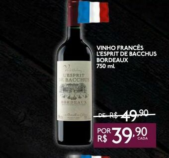 GBarbosa Vinho francês l'esprit de bacchus bordeaux 750 ml oferta