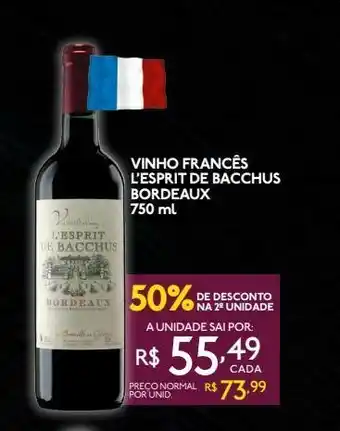 GBarbosa Vinho francês l'esprit de bacchus bordeaux 750 ml oferta