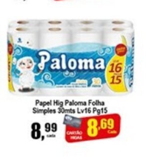 Higa's Supermercado Papel Hig. Paloma Polha Simples 30mts Lv16 Pg15 oferta