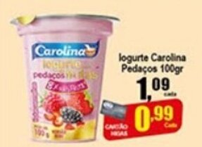 Higa's Supermercado Iogurte Carolina Pedacos 100g oferta