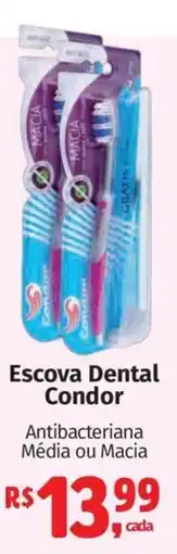 Escova Dental Condor Antibacteriana Média ou Macia