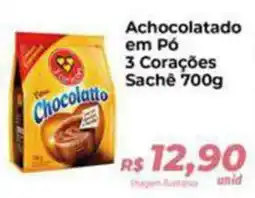 Hiper Moreira Achocolatado em Pó 3 Corações Sachê oferta