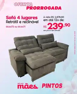 Sofá 4 lugares Retrátil e reclinável