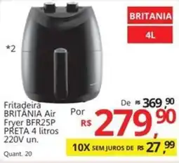 Supermercados Koch Fritadeira BRITANIA Air Fryer BFR25P PRETA 4 litros 220V un. oferta