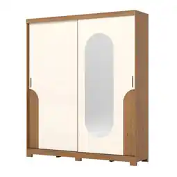 Benoit Guarda Roupa / Roupeiro Henn D335 2 Portas Deslizantes 3 Gavetas Com Espelho 230x200x50cm oferta