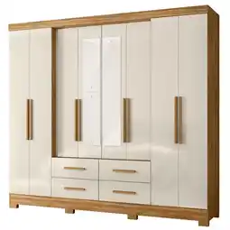 Benoit Guarda Roupa / Roupeiro Moval San Lorenzo 941032 8 Portas 4 Gavetas Com Espelho 222x237x47cm oferta