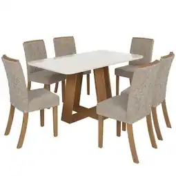 Benoit Conjunto Henn Mesa Retangular Canto Arredondado SC92-127 Com 6 Cadeiras S39-538 Estofadas oferta
