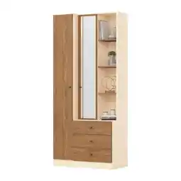 Benoit Armário Multiuso Henn D332 1 Porta 3 Gavetas Com Nicho Espelho 180,5x80x40cm oferta
