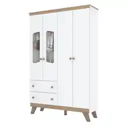 Benoit Guarda Roupa / Roupeiro Infantil Henn I125-190 Confete 4 Portas 2 Gavetas 200x131x41cm Branco oferta