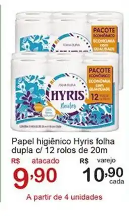 Giga Atacado Papel higiênico Hyris folha dupla c/ 12 rolos de 20m oferta