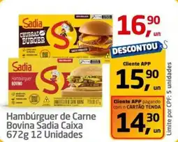 Tenda Atacado Hambúrguer de Carne Bovina Sadia Caixa oferta