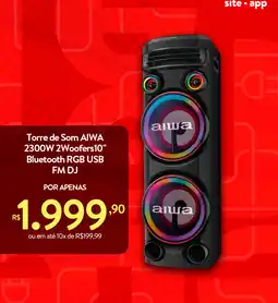 Le Biscuit Torre de Som AIWA 2300W 2Woofers10" Bluetooth RGB USB FM DJ oferta