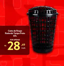 Le Biscuit Cesto de Roupa Redondo Tampa Preto oferta