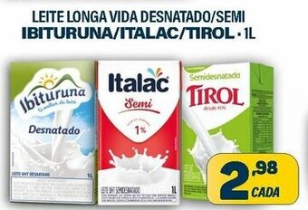Dom Atacadista Leite Longa Vida Desnatado/ Semi Ibituruna/ Italac/ Tirol 1L oferta