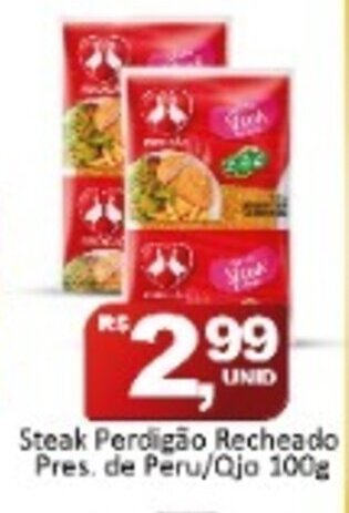 Rede Krill Steak Perdigao Recheado Pres. de Peru/ Qjo 100g oferta