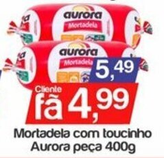Supermercados Gricki Mortadela com Toucinho Aurora peca 400g oferta