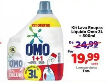 Lopes Supermercados Kit Lava Roupas Liquido Omo 3L + 500ml oferta