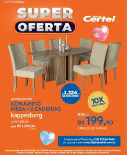 Lojas Certel Conjunto mesa + 6 cadeiras oferta