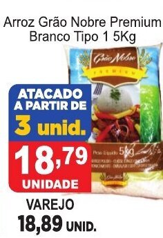 Calvo Atacadista Arroz Grao Nobre Premium Branco Tipo 5kg oferta