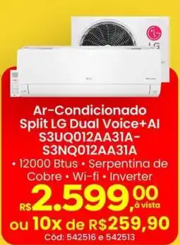 Supermercados Mateus Ar-Condicionado Split LG Dual Voice+Al S3UQ012AA31A- S3NQ012AA31A oferta