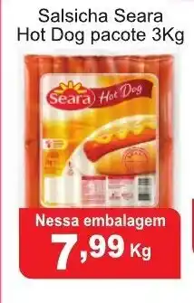 Calvo Atacadista Salsicha Seara Hot Dog pacote 3kg oferta