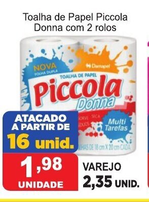 Calvo Atacadista Toalha de Papel Piccola Donna com 2 rolos oferta