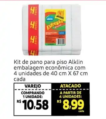Extra Supermercado Kit de pano para piso Alklin embalagem economica com 4 unidades de 40cmx67cm cada oferta