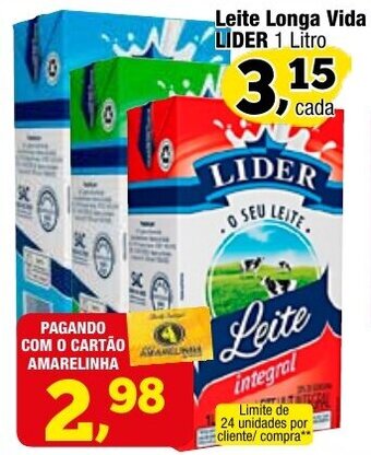 Amarelinha supermercados Leite Longa Vida Lider 1L oferta