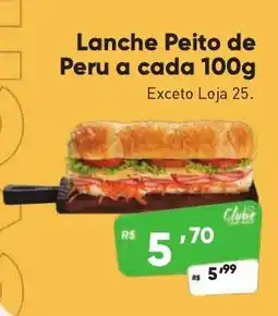Supermercados Pague Menos Lanche Peito de Peru a cada oferta