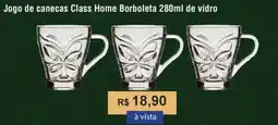 Jogo de canecas Class Home Borboleta de vidro