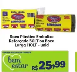 Saco Plástico Embalixo Reforçado 50LT ou Boca Larga 110LT - unid