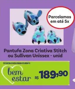 Pantufa Zona Criativa Stitch ou Sullivan Unissex - unid