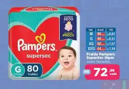 Supermercados Mateus Fralda Pampers SuperSec Hiper Vários Tamanhos oferta